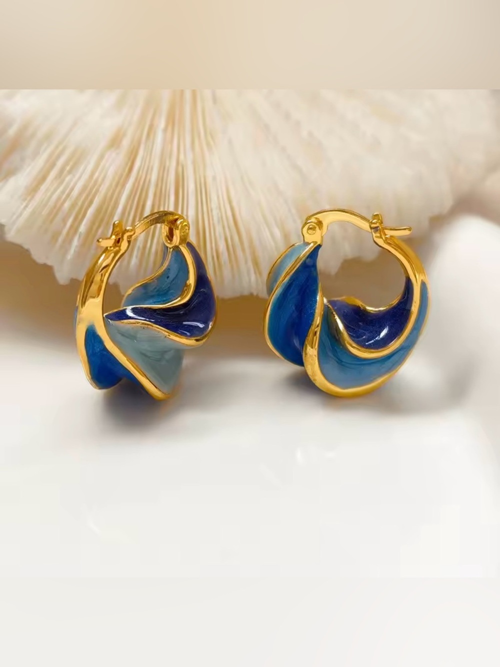 French Retro Enamel Glaze Spiral Drop Earrings Irregular Earring